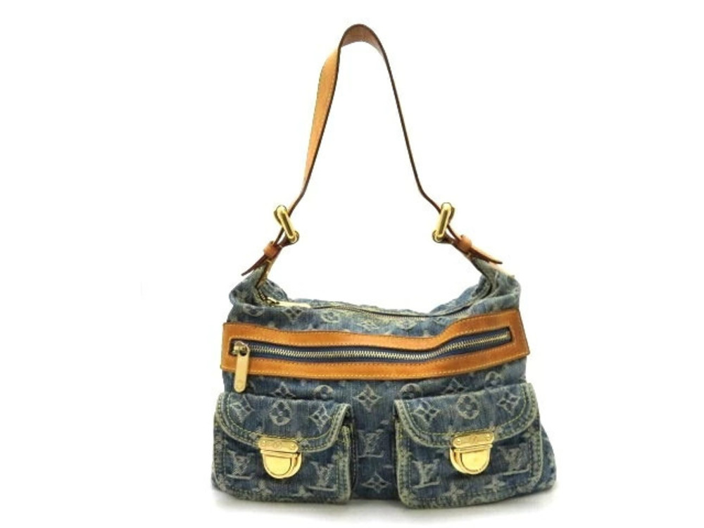 LOUIS VUITTON Baggy Shoulder Bag Monogram Denim Blue